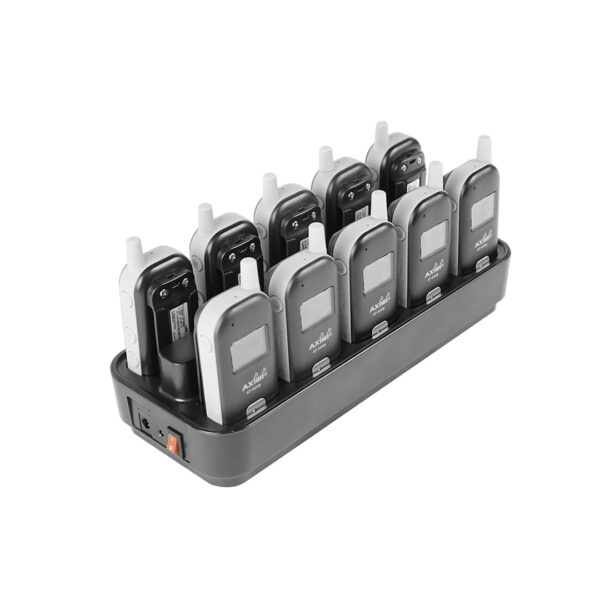 Axiwi AT-350 set di 10 pezzi più accessori – sistema intercom digitale full duplex senza fili per ufficio, fabbrica, sport - immagine 4