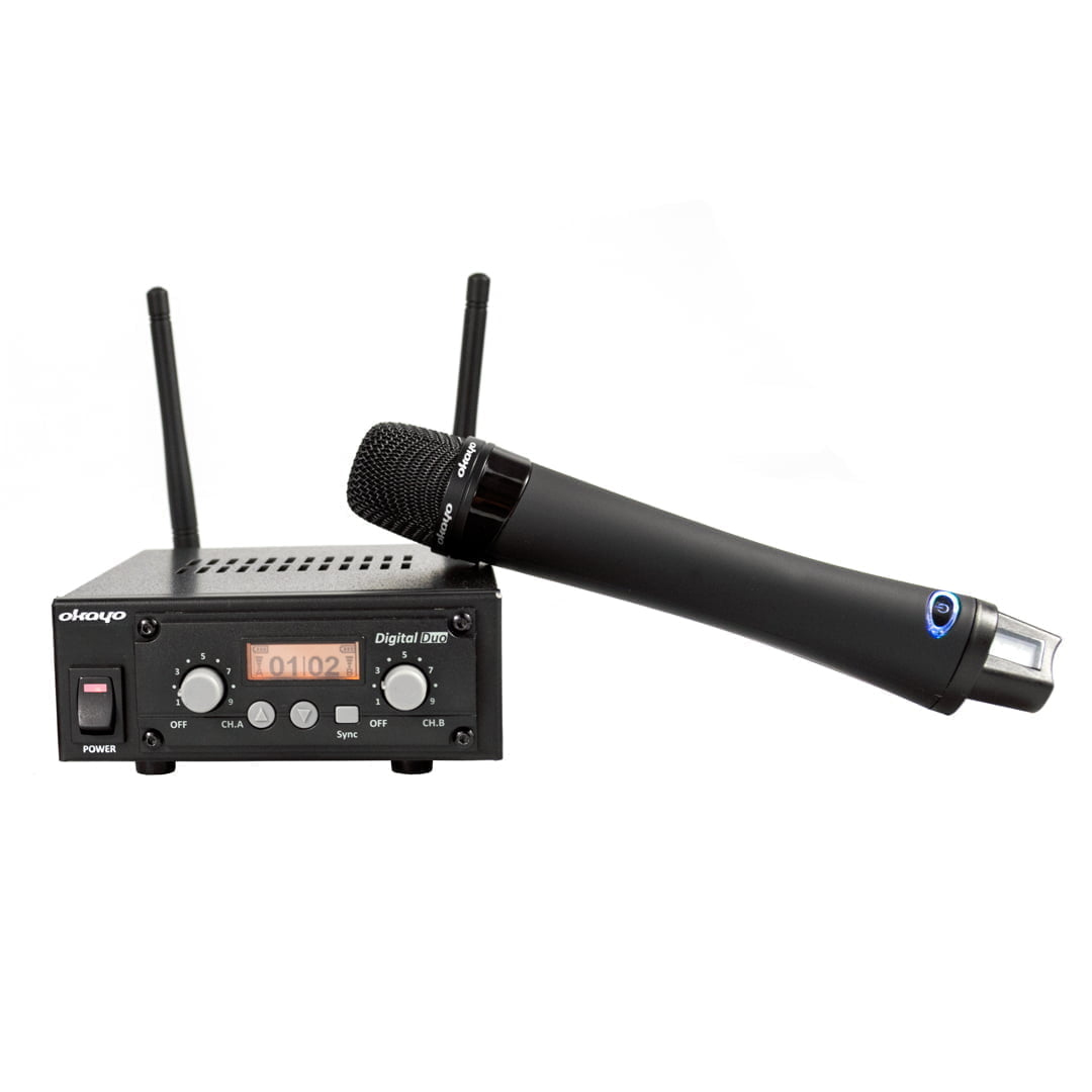 Wireless Audio Transmission Set: Okayo DL-8H Wireless Condenser Microphone + Okayo SRX-800 Multi-frequency Receiver
