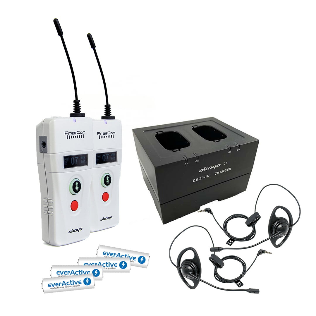 Okayo FreeCom - 2-piece set plus accessories - wireless intercom for industry, film, training