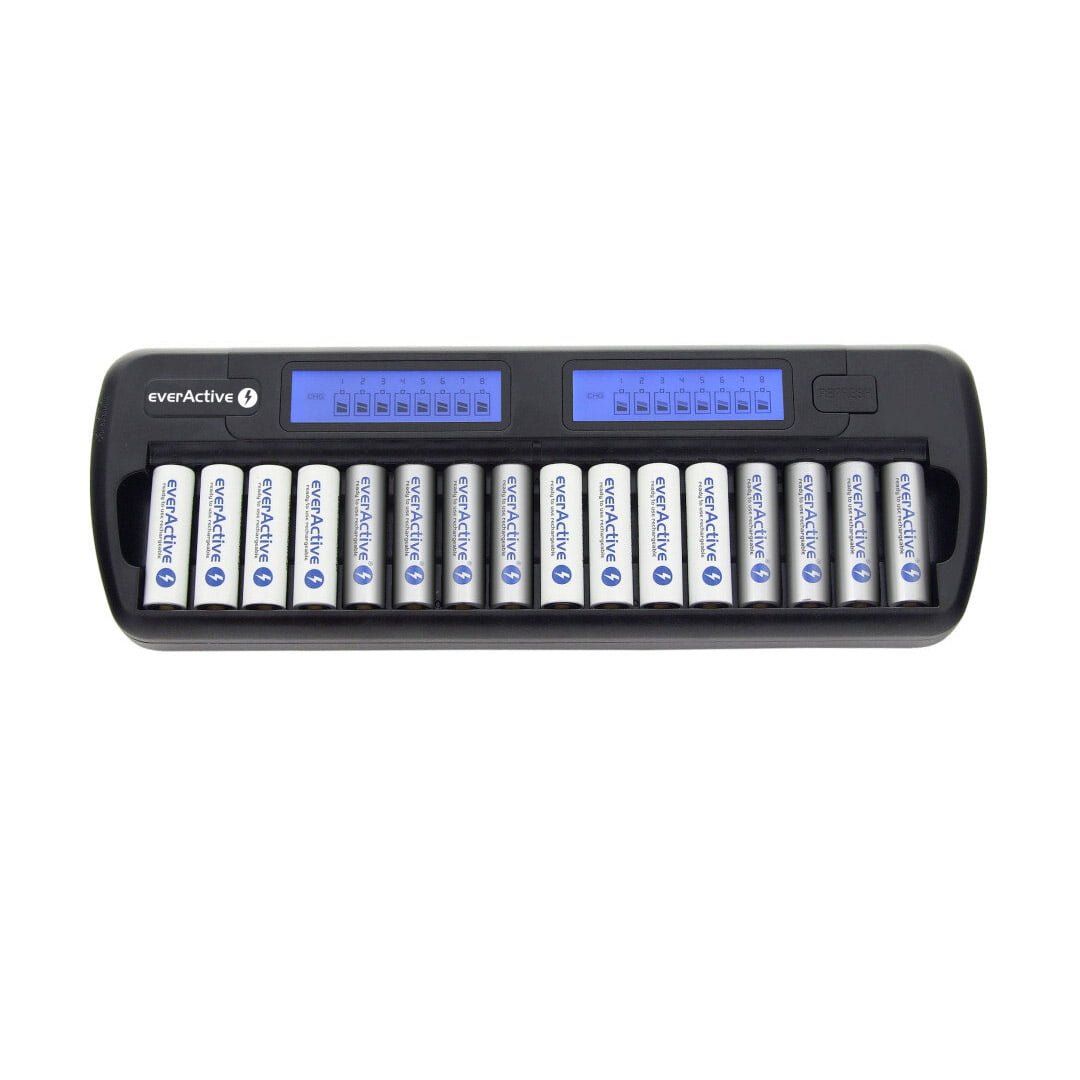 Caricabatterie Ni-MH everactive NC-1600 per 16 batterie ricaricabili