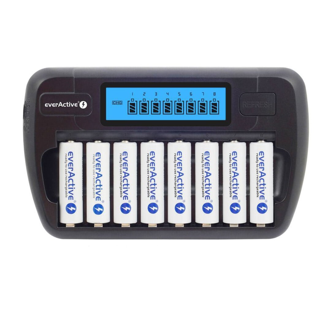 Ni-MH everactive NC-800 Charger for 8 Rechargeable Batteries